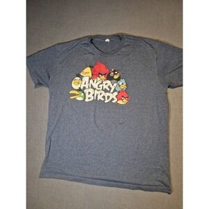 Fifth Sun Angry Birds Men's Gray Graphic T-Shirt Crew Neck Short Sleeve Cotton